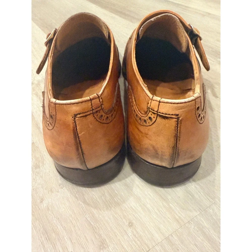 Peal & Co 9.5 D Brown Double Monk Strap Brogue Leather Made in England Heritage